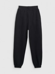 4F Spodnie dresowe z waflowej dzianiny damskie - czarne XL. Czarne spodnie dresowe 4f, xl, bez wzorów, z dresówki. Za 169.99 zł.