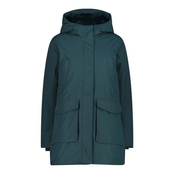 Parka damska z kapturem CMP. Zielone parki CMP, na zimę, l, z materiału, z kapturem. Za 613.90 zł.