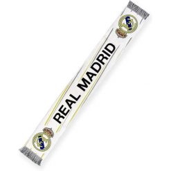 Szalik kibicowski Real Madryt. Białe szaliki REAL MADRID, bez wzorów, z materiału. Za 100.59 zł.