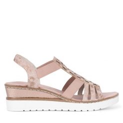 Sandały Rieker. Żółte sandały Rieker, bez wzorów, bez obcasa, na koturnie, bez zapięcia. Za 339.99 zł.