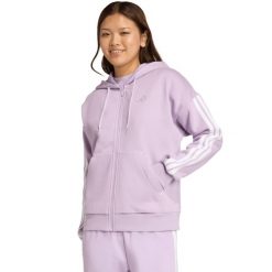 Bluza damska adidas Essentials Full-Zip Fleece Hoodie. Fioletowe bluzy Adidas, xs, bez wzorów, z bawełny. Za 195.99 zł.