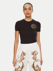 Versace Jeans Couture T-Shirt 78HAHT00 Czarny Regular Fit. Czarne t-shirty Versace Jeans Couture, l, bez wzorów, z bawełny, bez kołnierzyka, bez ramiączek. Za 239.99 zł.