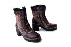 LAURA VITA 0006287 Monao 14 violet, botki/trzewiki damskie. Botki Laura Vita, na zimę, w ażurowe wzory, z polaru, bez obcasa, na obcasie, bez zapięcia. Za 524.90 zł.
