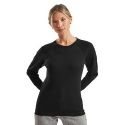 Lekka Bluza Raglanowa Dla Kobiet. Czarne bluzy FRUIT OF THE LOOM, s, bez wzorów, bez kaptura. Za 85.99 zł.