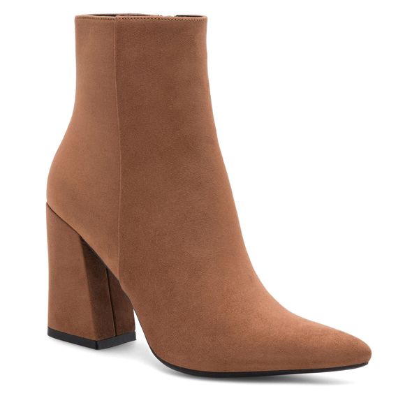 Botki Nine West. Brązowe botki Nine West, bez wzorów, bez obcasa, na słupku, bez zapięcia. Za 195.99 zł.