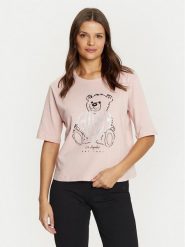 Guess T-Shirt V5RI09 I3Z14 Różowy Regular Fit. Czerwone t-shirty Guess, xs, z aplikacjami, z bawełny, bez kołnierzyka, bez ramiączek. Za 109.99 zł.