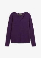 Cienki sweter z lejącej mieszanki wiskozy. Fioletowe swetry bonprix, bez wzorów, z wiskozy, bez ramiączek. Za 127.99 zł.