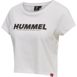 Damska koszulka crop top Hummel Legacy. Białe topy Hummel, m, bez wzorów, bez kołnierzyka, bez ramiączek. Za 55.00 zł.
