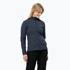Bluza polarowa damska Jack Wolfskin Taunus Fz. Niebieskie bluzy Jack Wolfskin, bez wzorów, z polaru, bez kaptura. Za 229.99 zł.
