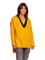 Be Wear Sweter w kolorze musztardowym rozmiar: L/XL. Pomarańczowe swetry Be Wear, l, bez wzorów, z koronki, bez ramiączek. Za 79.21 zł.