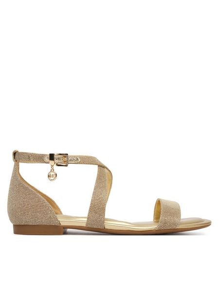 MICHAEL Michael Kors Sandały Alexa Flex Flat 40S6AXFS1D Złoty. Żółte sandały MICHAEL Michael Kors, bez wzorów, ze skóry, bez obcasa, na płaskiej podeszwie, bez zapięcia. Za 463.99 zł.