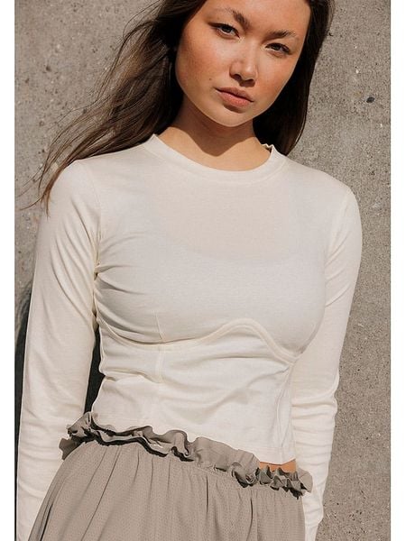 Rethinkit Koszulka "Nice" w kolorze beżowym rozmiar: L. Brązowe bluzki Rethinkit, l, bez wzorów, z bawełny, bez kołnierzyka, bez ramiączek. Za 122.96 zł.