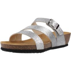 Sandały GEOX D551AA Srebrny. Szare sandały Geox, bez wzorów, z syntetyku, bez obcasa, bez zapięcia. Za 263.99 zł.