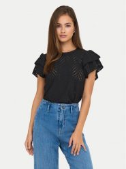 JDY Bluzka Carla 15351452 Czarny Regular Fit. Czarne bluzki JDY, l, bez wzorów, z syntetyku, bez kołnierzyka, bez ramiączek. Za 89.99 zł.