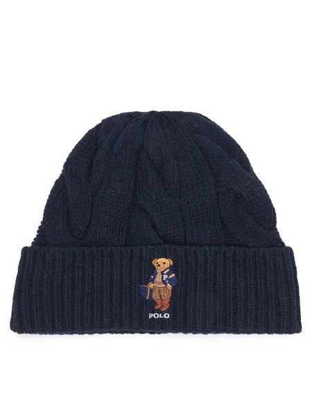 Polo Ralph Lauren Czapka 455P18118001 Granatowy. Niebieskie czapki Polo Ralph Lauren, bez wzorów, z wełny. Za 419.99 zł.