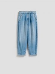 Jeansy barrel leg - niebieski. Niebieskie jeansy Reserved, bez wzorów. Za 129.99 zł.