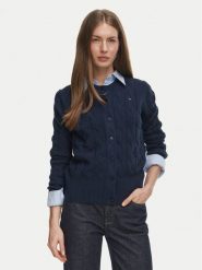 Tommy Hilfiger Kardigan Soft WW0WW52191 Granatowy Regular Fit. Niebieskie kardigany TOMMY HILFIGER, xl, bez wzorów, z wełny. Za 649.99 zł.