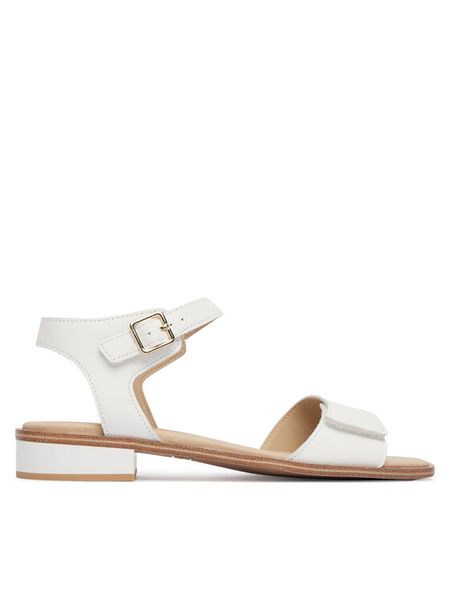 Caprice Sandały 9-28202-44 Biały. Białe sandały Caprice, bez wzorów, ze skóry, bez obcasa, na słupku, bez zapięcia. Za 235.99 zł.
