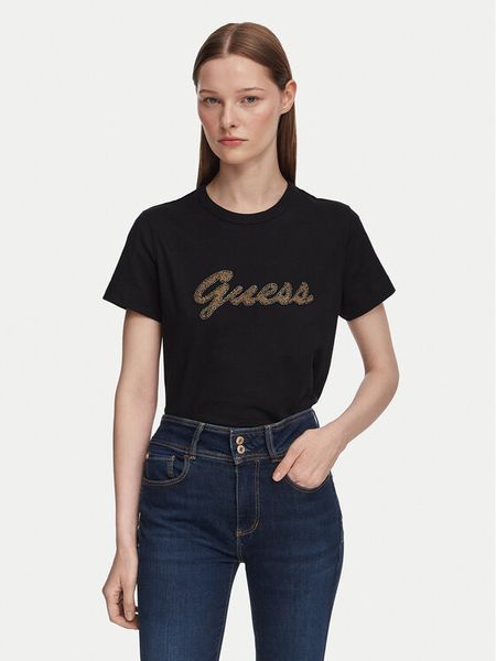 Guess T-Shirt W6YI29 K4348 Czarny Regular Fit. Czarne t-shirty Guess, m, z aplikacjami, z bawełny, bez kołnierzyka, bez ramiączek. Za 194.99 zł.