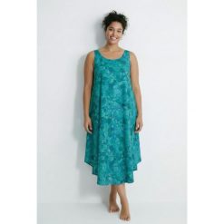 Damskie Sukienka midi liście linia A okrągły dekolt bez rękawów. Niebieskie sukienki Ulla Popken, plus size, bez wzorów, z materiału, sportowe, bez kołnierzyka, plus size, bez ramiączek, midi, sportowe. Za 279.99 zł.