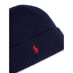 Zestaw szalik i czapka Polo Ralph Lauren. Niebieskie czapki Polo Ralph Lauren, na zimę, bez wzorów. Za 859.99 zł.