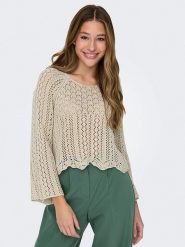 ONLY Sweter w kolorze beżowym rozmiar: XL. Brązowe swetry Only, xl, bez wzorów, ze splotem, bez ramiączek. Za 79.45 zł.