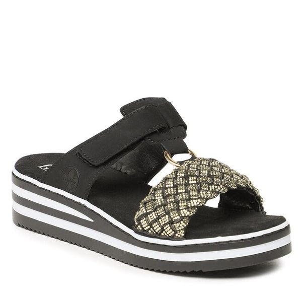 Klapki Rieker. Brązowe klapki Rieker, bez wzorów, bez obcasa. Za 289.99 zł.