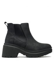 Skechers Botki 114625/BBK Czarny. Czarne botki Skechers, bez wzorów, z materiału, bez obcasa, na słupku, bez zapięcia. Za 319.99 zł.