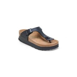 Sandały Birkenstock Gizeh Flex Platform czarne. Czarne sandały Birkenstock, bez wzorów, z materiału, bez obcasa, bez zapięcia. Za 425.90 zł.