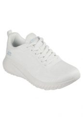Buty do chodzenia damskie Skechers Bobs Squad Chaos Face Off. Białe trekkingi Skechers, z materiału, trekkingowe. Za 249.99 zł.