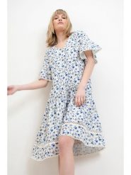 Josephine & Co Sukienka w kolorze błękitnym rozmiar: 36. Niebieskie sukienki Josephine & Co, bez wzorów, z bawełny, bez kołnierzyka, bez ramiączek, midi, rozkloszowane. Za 290.57 zł.