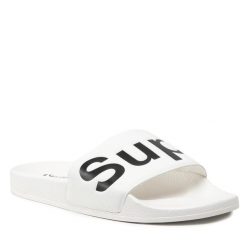 Klapki Superga. Białe klapki Superga, bez wzorów, bez obcasa. Za 89.99 zł.