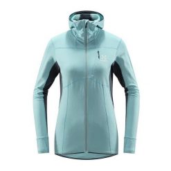 Bluza trekkingowa damska Haglöfs L.I.M Mid Comp Hood. Niebieskie bluzy Haglöfs, l, bez wzorów, bez kaptura. Za 349.99 zł.