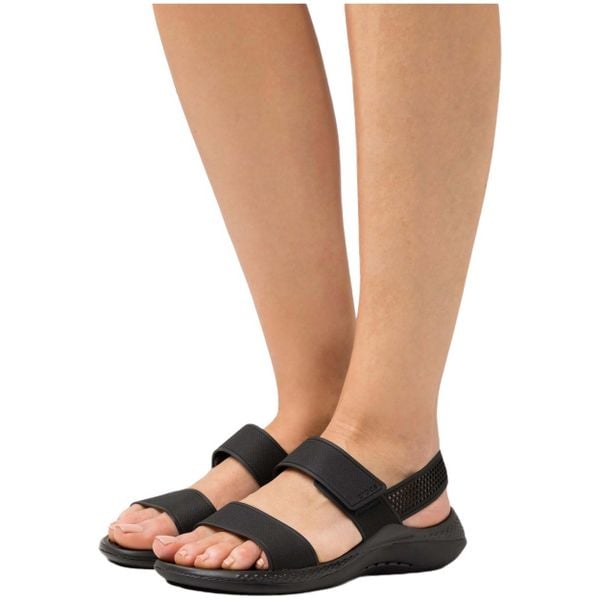 Sandały Damskie Crocs LiteRide 360 Sandal. Czarne sandały Crocs, bez wzorów, sportowe, bez obcasa, bez zapięcia. Za 199.00 zł.