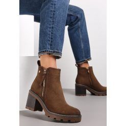 Brązowe Botki na Słupku Boho z Suwakiem Kodra. Brązowe botki Renee, bez wzorów, za kostkę, bez obcasa, na obcasie, bez zapięcia. Za 139.99 zł.
