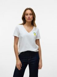 Vero Moda Koszulka w kolorze białym rozmiar: S. Białe bluzki Vero Moda, s, bez wzorów, z bawełny, bez kołnierzyka, bez ramiączek. Za 43.99 zł.