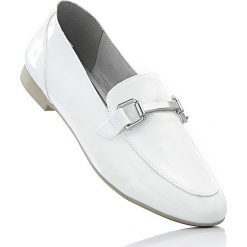 Buty wsuwane Marco Tozzi bonprix biały lakierowany. Białe baleriny bonprix, bez wzorów, z lakierowanej skóry, bez obcasa. Za 69.99 zł.