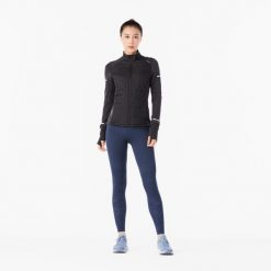 Bluza do biegania damska Kiprun Warm ocieplana. Czarne bluzy KIPRUN, l, bez wzorów, z materiału, bez kaptura. Za 199.99 zł.