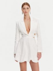 BARDOT Sukienka letnia 59860DB Biały Regular Fit. Białe sukienki Bardot, na lato, bez wzorów, ze lnu, bez kołnierzyka, bez ramiączek. Za 559.99 zł.