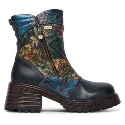 Botki Laura Vita. Niebieskie botki Laura Vita, bez wzorów, bez obcasa, na słupku, bez zapięcia. Za 599.99 zł.