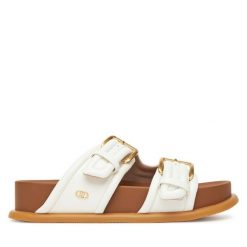 Klapki Liu Jo. Białe klapki Liu Jo, bez wzorów, bez obcasa. Za 539.99 zł.