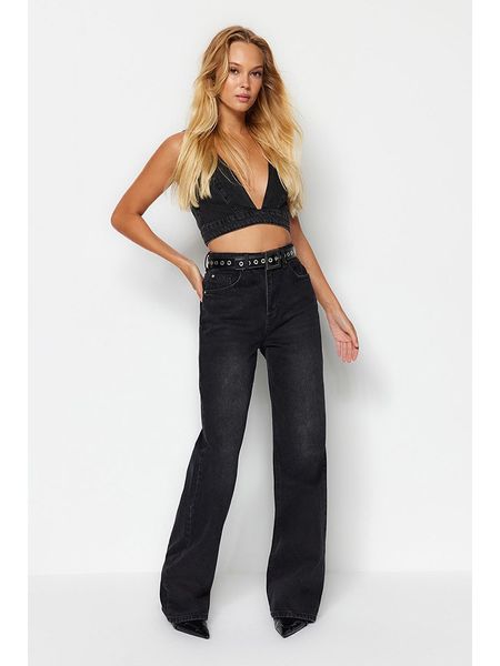 Trendyol Dżinsy - Comfort fit - w kolorze czarnym rozmiar: 42. Czarne jeansy Trendyol, bez wzorów, z podwyższonym stanem. Za 78.66 zł.