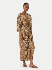 LOLA CASADEMUNT Sukienka letnia LS2616031 Brązowy Relaxed Fit. Brązowe sukienki LOLA CASADEMUNT, na lato, l, bez wzorów, z wiskozy, bez kołnierzyka, bez ramiączek. Za 459.99 zł.