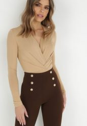 Beżowe Body Candletree. Brązowe body Born2be, m, bez wzorów. Za 74.99 zł.