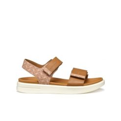 Damskie sandały Geox Xand 2S E. Brązowe sandały Geox, bez wzorów, z gumy, eleganckie, bez obcasa, bez zapięcia. Za 398.99 zł.