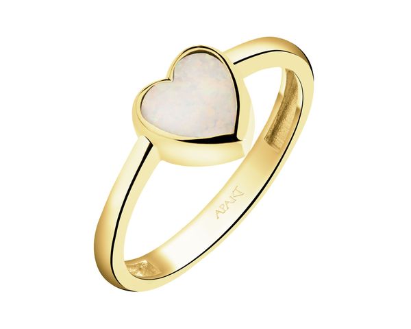 Złoty pierścionek z opalitem - serce. Żółte pierścionki Apart, złote. Za 1,799.00 zł.