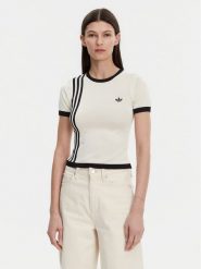 Adidas T-Shirt Knitted 3-Stripes JJ0961 Beżowy Slim Fit. Brązowe t-shirty Adidas, m, bez wzorów, z syntetyku, bez kołnierzyka, bez ramiączek. Za 219.99 zł.