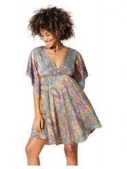 Aller Simplement Sukienka w kolorze beżowym ze wzorem rozmiar: 34/36. Brązowe sukienki Aller Simplement, bez wzorów, bez kołnierzyka, bez ramiączek, mini. Za 56.99 zł.