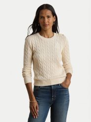 LAUREN RALPH LAUREN Sweter 200P14039003 Kremowy Regular Fit. Białe swetry Lauren Ralph Lauren, xl, bez wzorów, z bawełny, bez ramiączek. Za 859.99 zł.