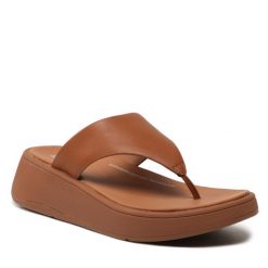 Japonki FitFlop. Brązowe klapki FitFlop, bez wzorów, bez obcasa. Za 319.99 zł.